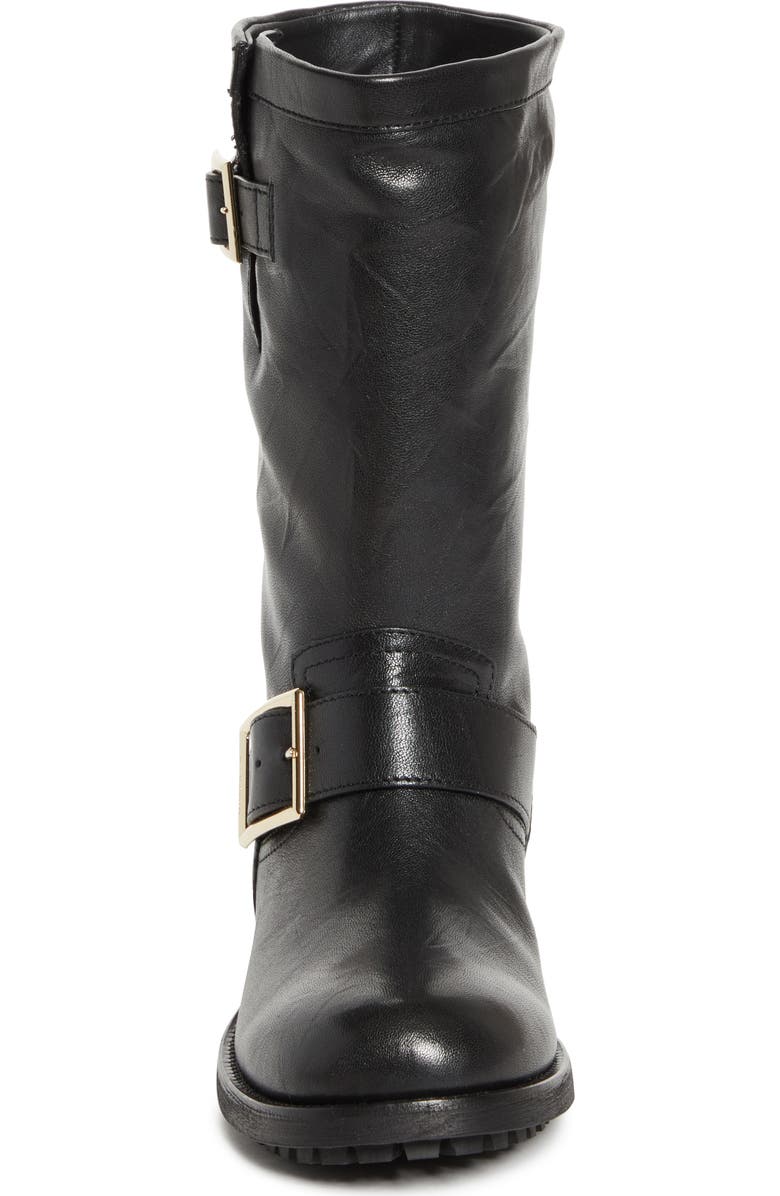 Jimmy Choo Biker Leather Boot, Alternate, color, Black