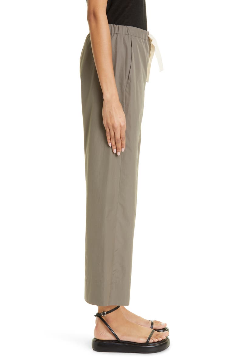 Max Mara Argento Crop Drawstring Wide Leg Cotton Trousers, Alternate, color, 
