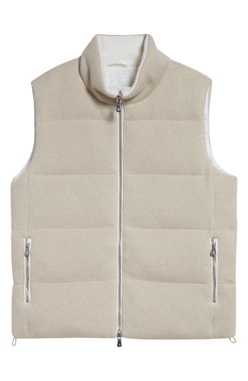 Eleventy Sparkle Quilted Down Vest In Off White
