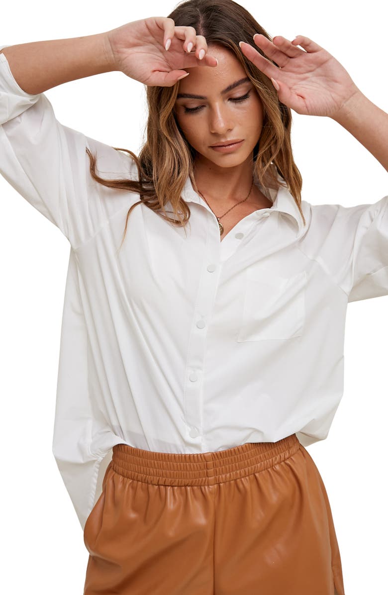 WISHLIST Oversize Long Sleeve Button-Up Shirt, Alternate, color, Ivory