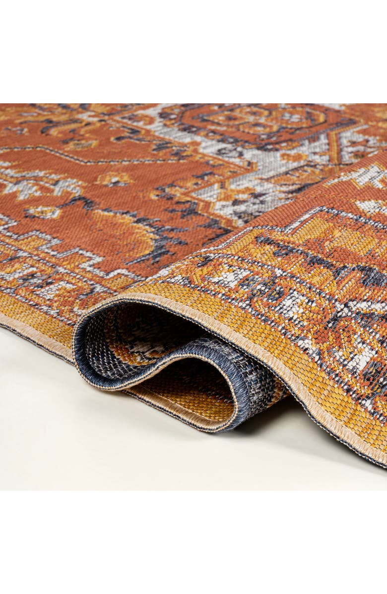 JONATHAN Y Bijan Traditional Vintage Medallion Reversible Machine-Washable Indoor/Outdoor Area Rug, Alternate, color, Terra/Blue/Cream