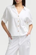 NVLT Short Sleeve Crop Button-Up Shirt