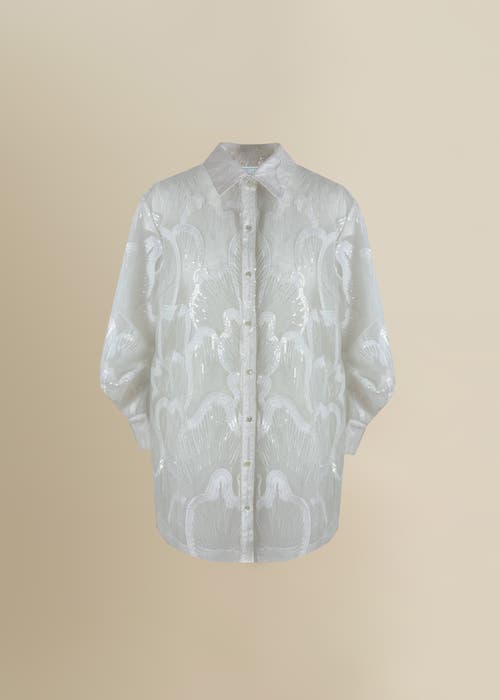 Contessa Mills Wicca Sheer Oversized Embroidered Tulle Dress In White