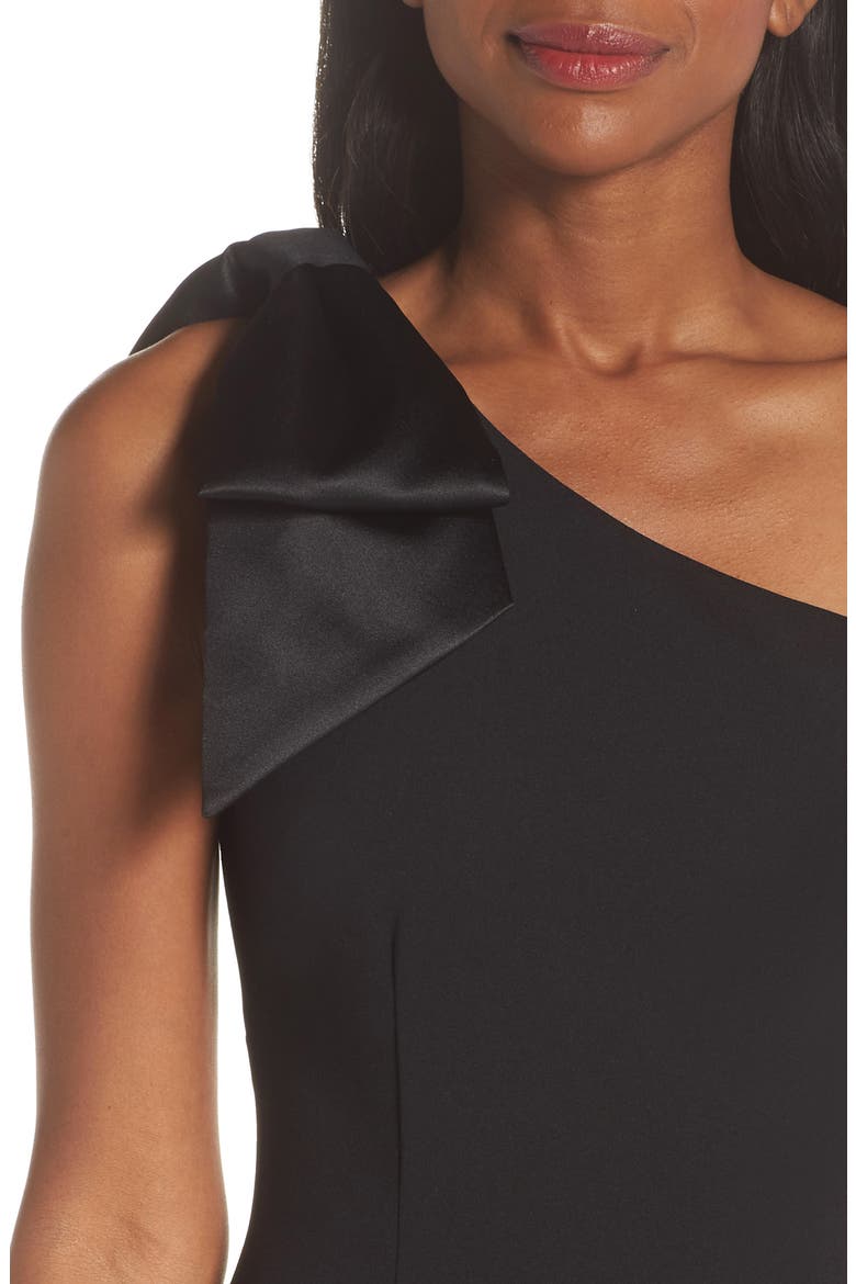 One-Shoulder A-Line Gown, Alternate, color, BLACK