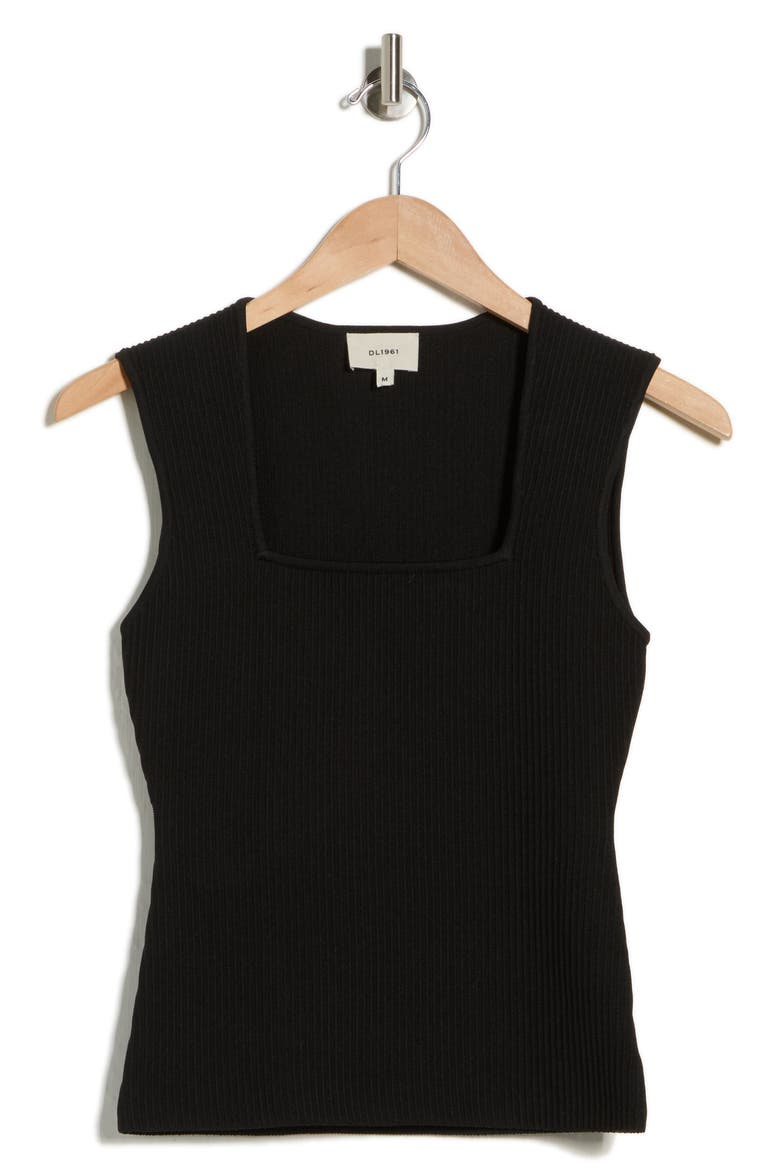 Square Neck Sleeveless Top, Alternate, color, BLACK