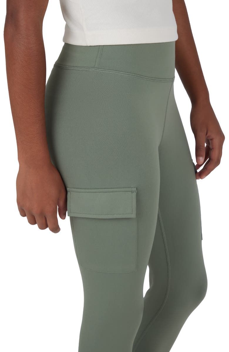 90 DEGREE BY REFLEX Kids' 2-Pack Cargo Pocket Leggings, Alternate, color, Agave Green/ Black