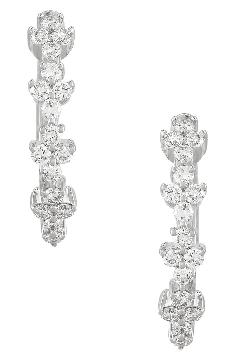 Frankie & Zoe 10K White Gold Lab Grown Diamond Huggie Hoop Earrings, Main, color, White Gold