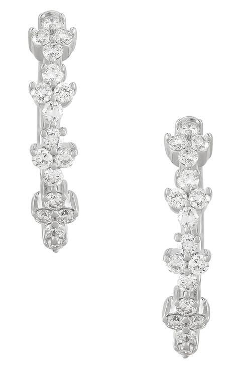 10K White Gold Lab Grown Diamond Huggie Hoop Earrings