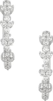 Frankie & Zoe 10K White Gold Lab Grown Diamond Huggie Hoop Earrings