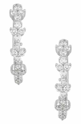 Frankie & Zoe 10K White Gold Lab Grown Diamond Huggie Hoop Earrings