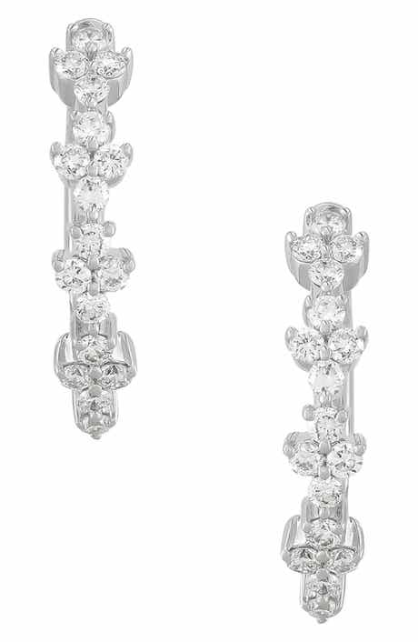 Frankie & Zoe 10K White Gold Lab Grown Diamond Huggie Hoop Earrings