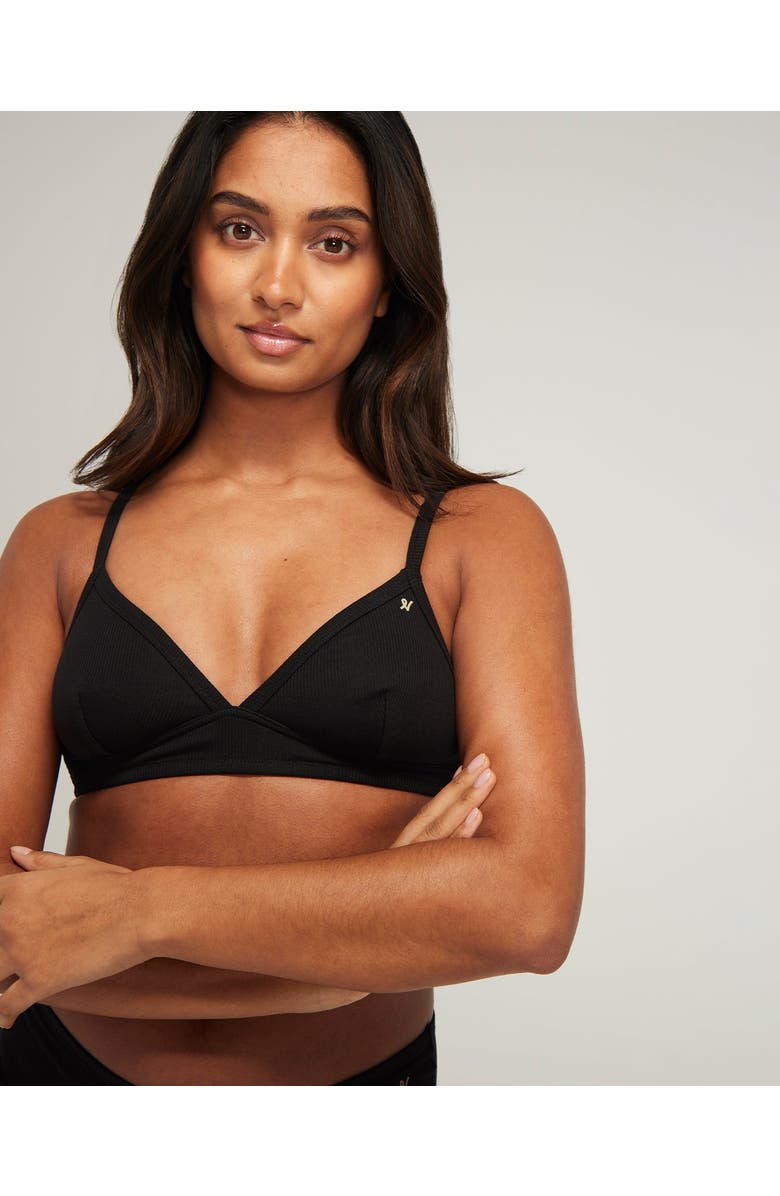 Nudea The Organic Cotton Easy Does It Comfort Bralette, Alternate, color, Black
