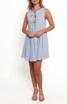 Petal & Pup Madeline Pintuck Tie Front Minidress