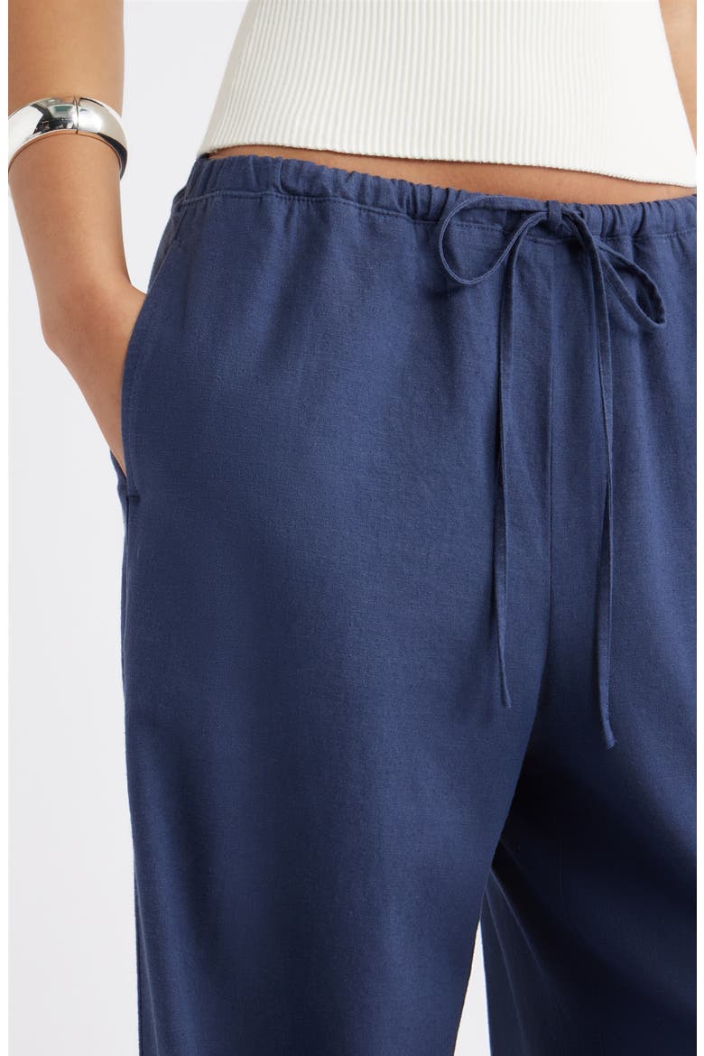 Linen Blend Wide Leg Pants, Alternate, color, NAVY INDIGO