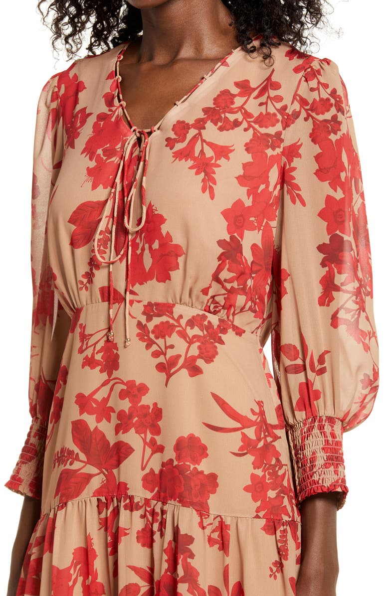 Sam Edelman Floral Long Sleeve Tiered Midi Dress, Alternate, color, 