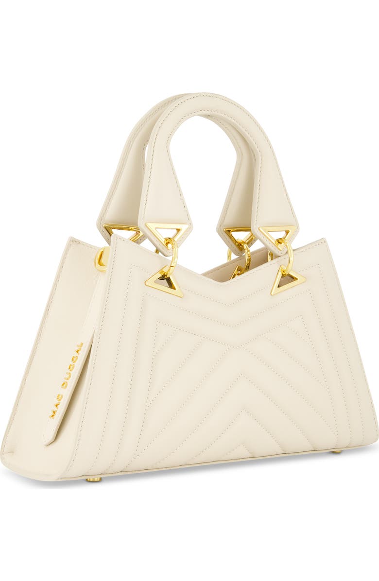 Mac Duggal Quilted Napa Leather Angular Handbag, Alternate, color, Ecru
