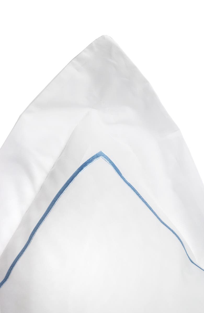 MELANGE HOME Set of 2 Single Embroidered Line 300 Thread Count 100% Cotton Euro Shams, Alternate, color, Blue