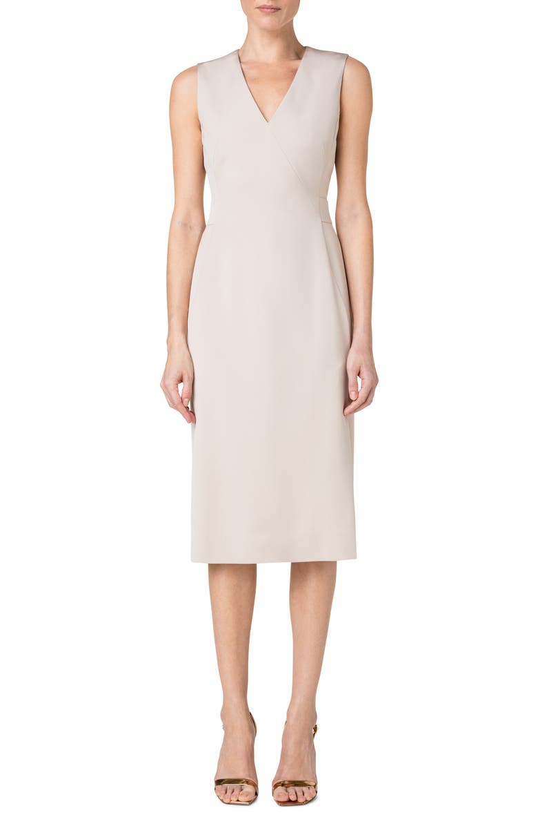 Akris Sleeveless Stretch Silk Crepe Sheath Dress, Main, color, 