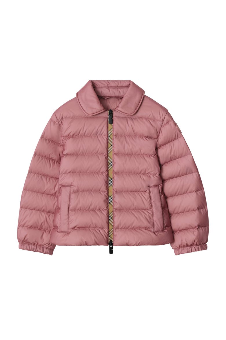 Checker-tape Nylon Puffer Jacket, Main, color, Antique rose
