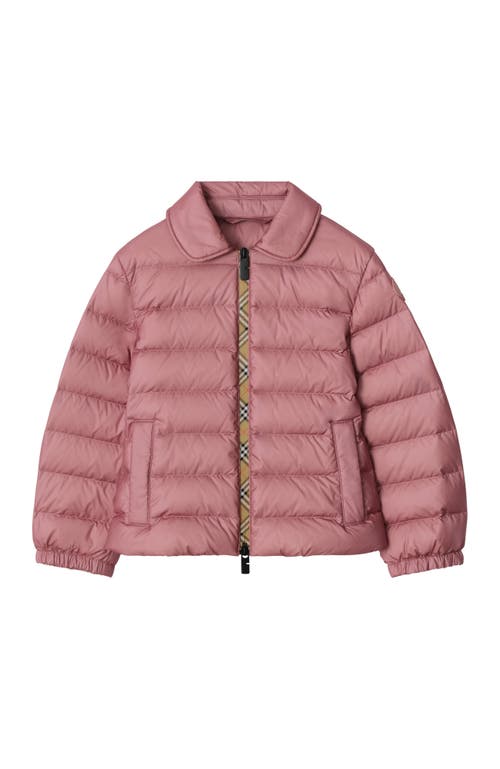 Burberry Checker-tape Nylon Puffer Jacket In Pink