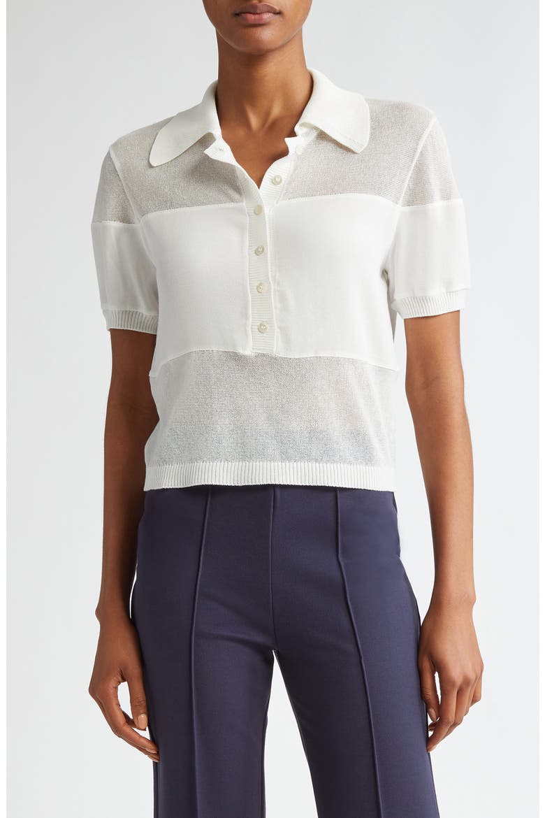 Quaint Short Sleeve Cotton Blend Polo Sweater, Main, color, WHITE