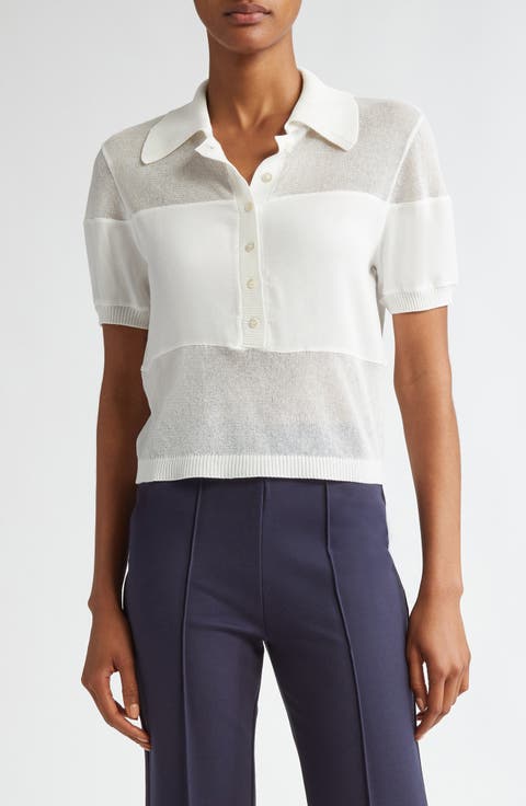 Quaint Short Sleeve Cotton Blend Polo Sweater