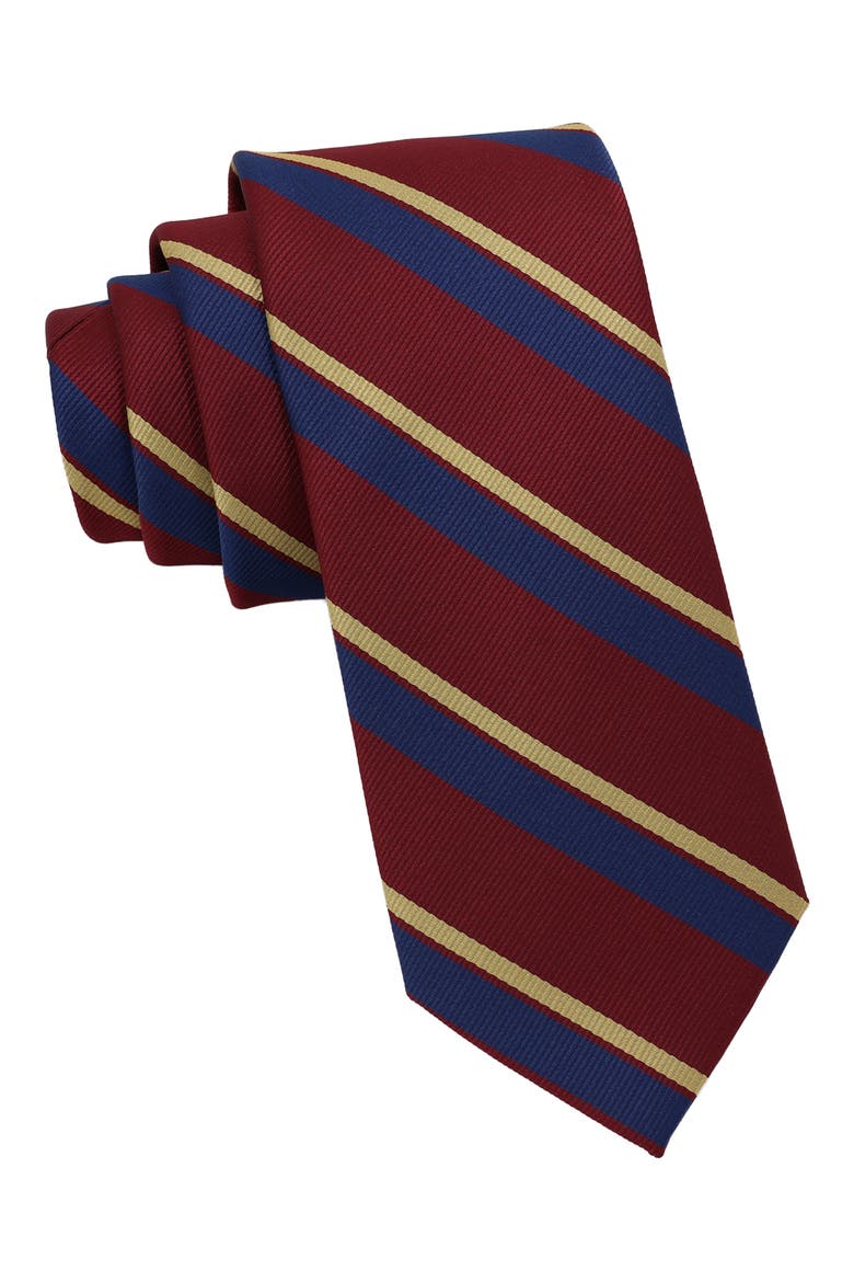 Striped Tie, Main, color, BURGUNDY/ NAVY