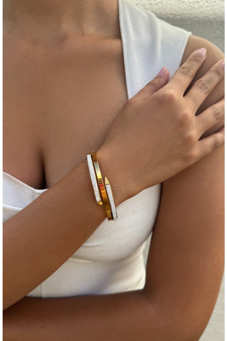 Cubic Zirconia Wrap Cuff Bracelet, Alternate, color, GOLD