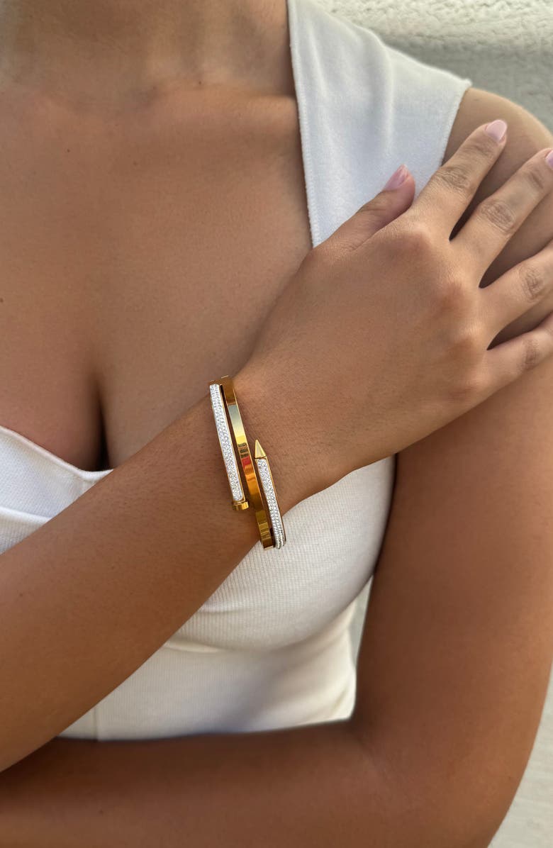 Adornia Cubic Zirconia Wrap Cuff Bracelet, Alternate, color, Gold