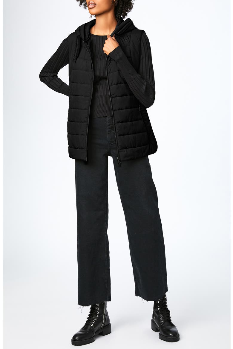 Bernado Packable EcoPlume™ Hooded Vest, Alternate, color, BLACK
