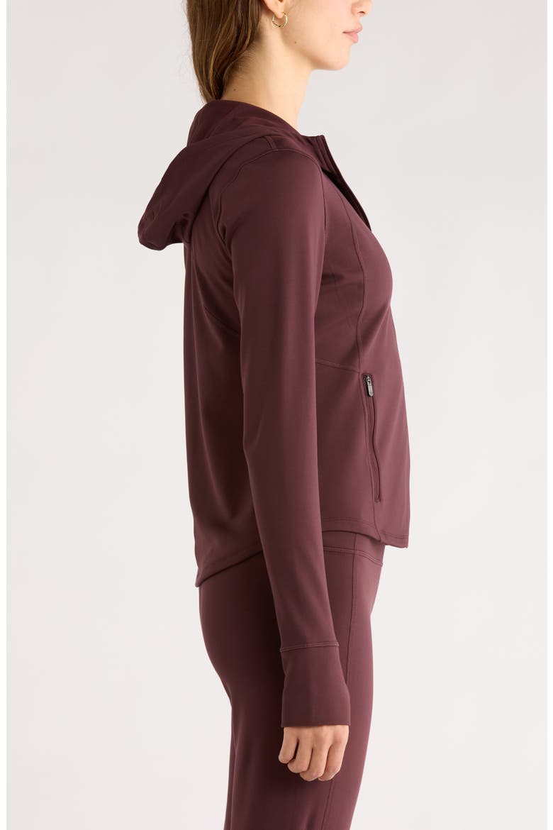 Cozy Tech Zip Hooded Jacket, Alternate, color, BURGUNDY FUDGE