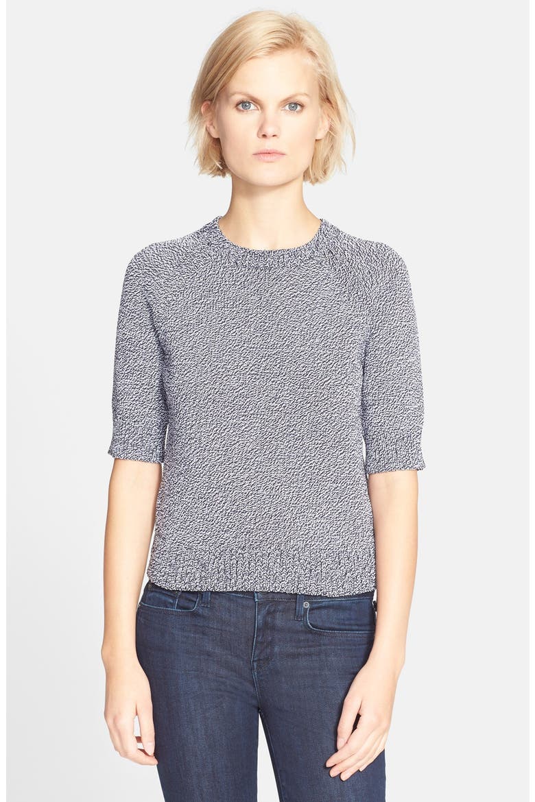 'Jodi CN' Short Sleeve Sweater, Main, color, NAVY/ WHITE