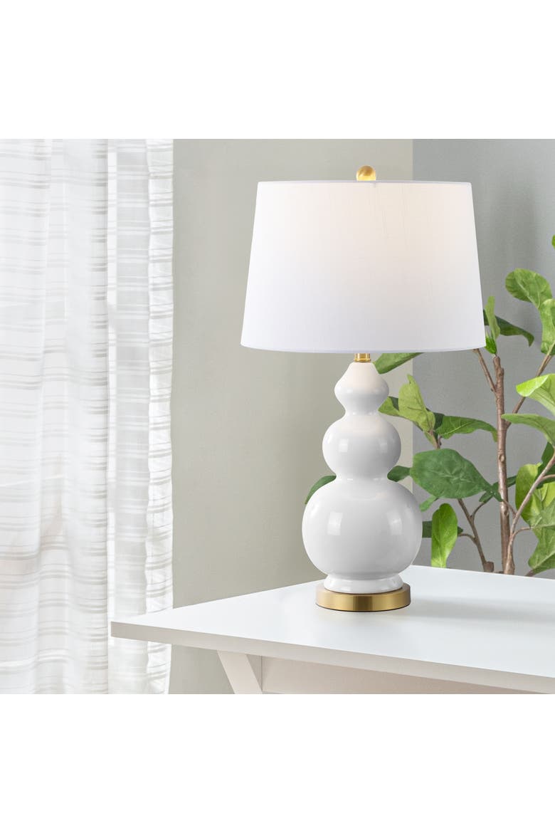 Bowen 27.5" Contemporary Transitional Ceramic Gourd LED Table Lamp, Alternate, color, White