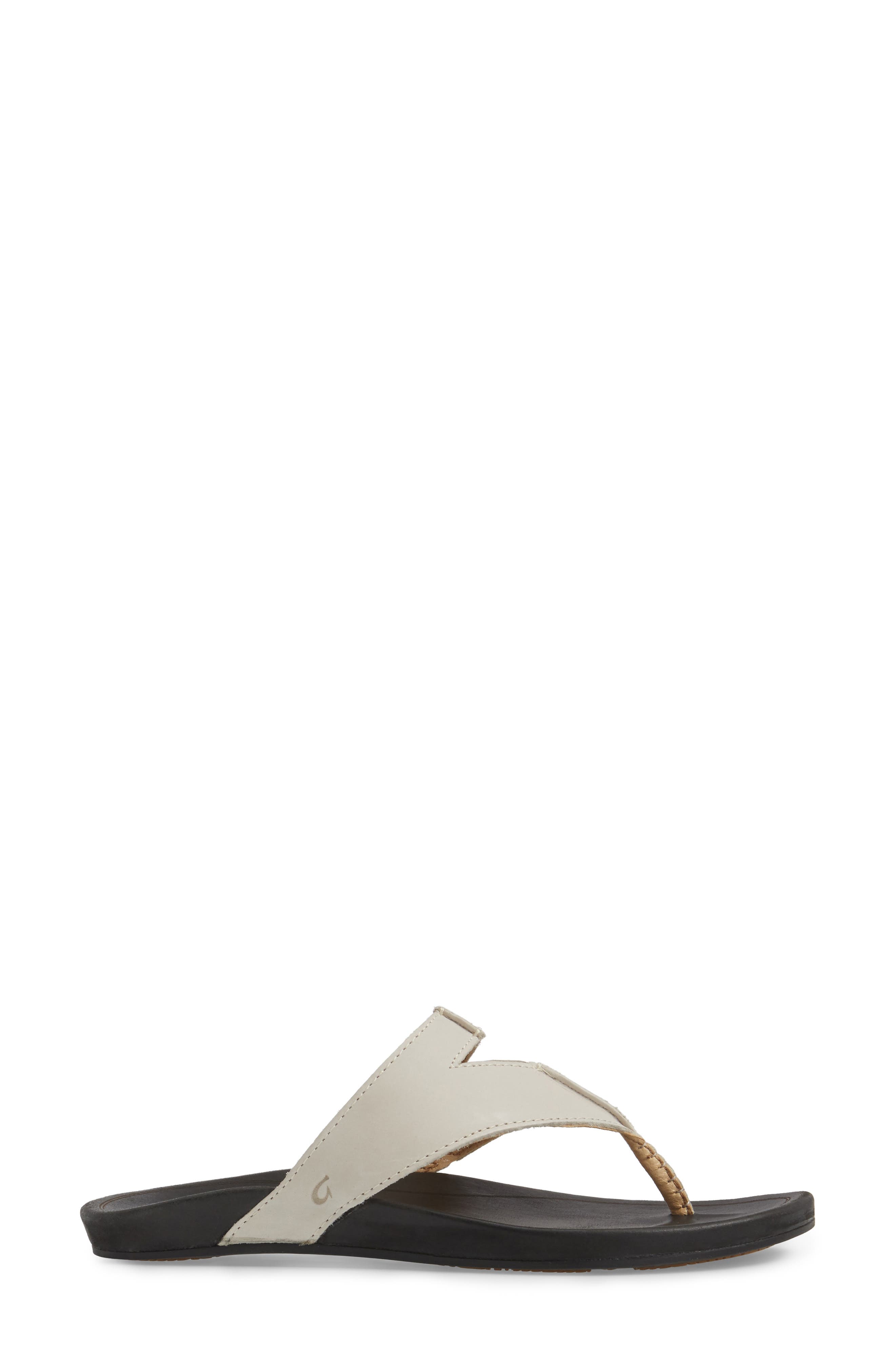 Lala Flip Flop, Alternate, color, OFF WHITE/ BLACK LEATHER