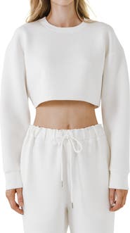 Grey Lab Lounge Wear Crop Crewneck Sweatshirt