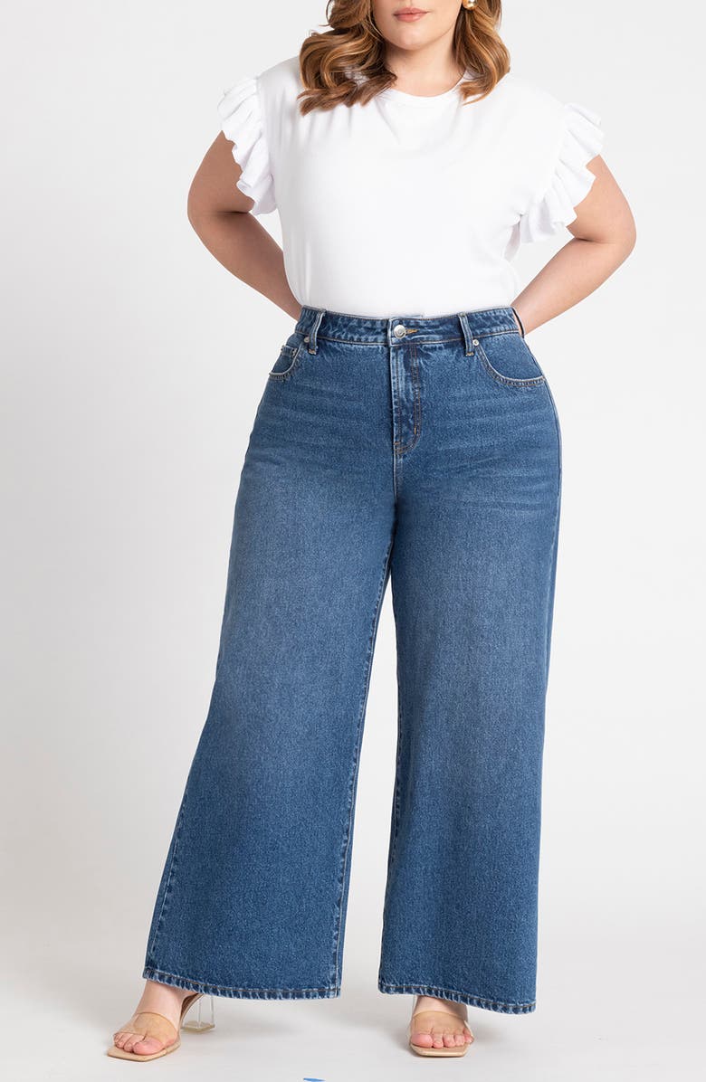 ELOQUII Ruffle Sleeve T-Shirt, Alternate, color, 