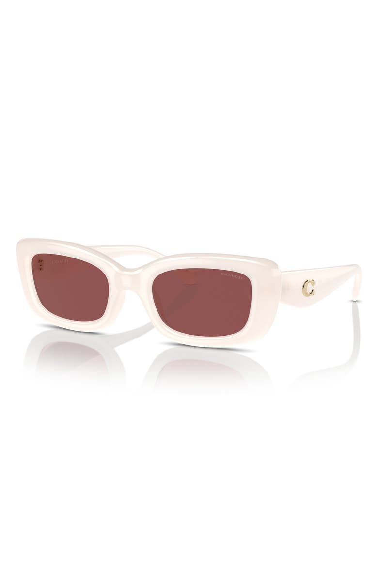 COACH 51mm Rectangular Sunglasses, Alternate, color, Wine
