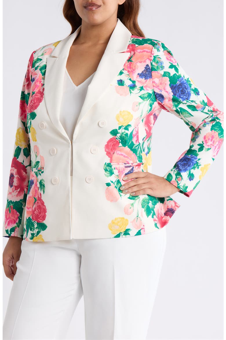 Floral Double Breasted Blazer, Alternate, color, IVORY MULTI