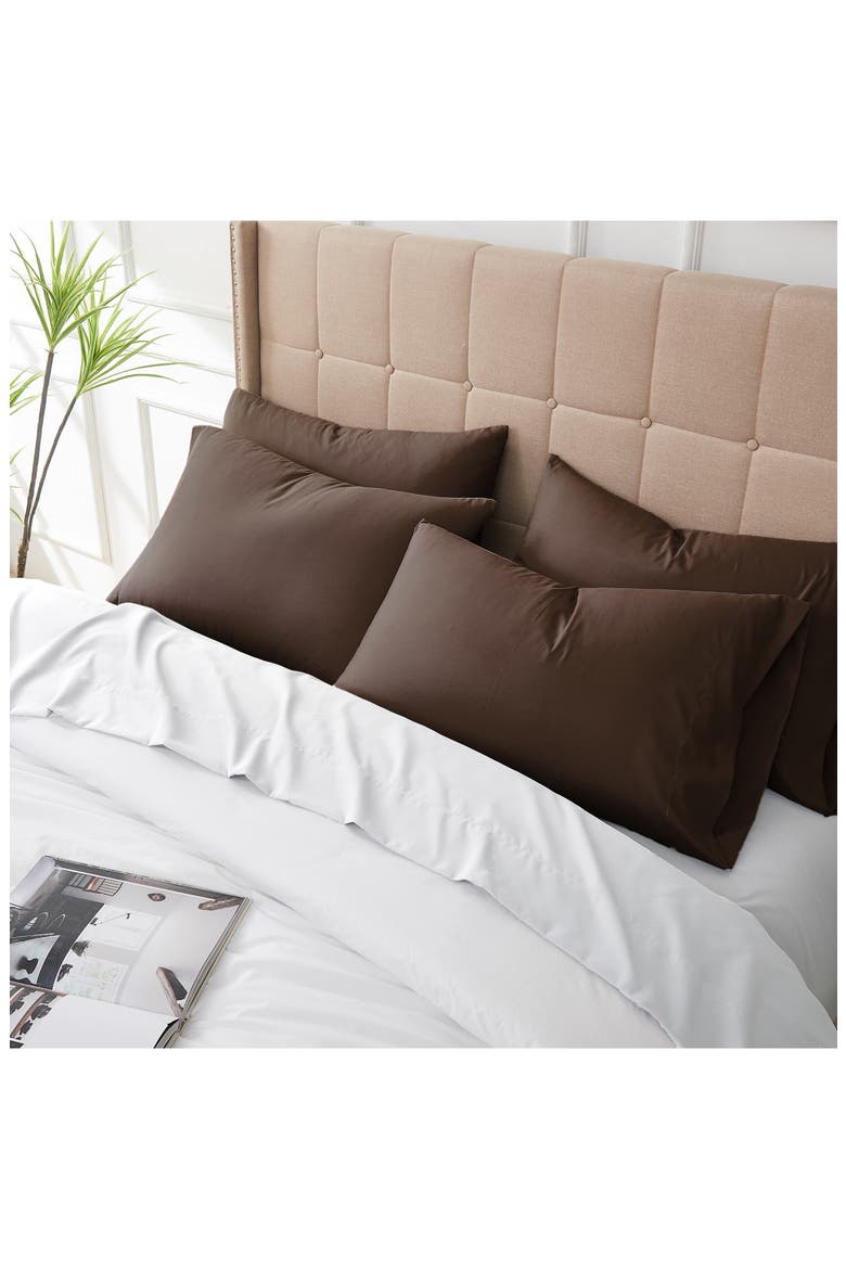 4 Piece Pillow Case Set, Alternate, color, BROWN