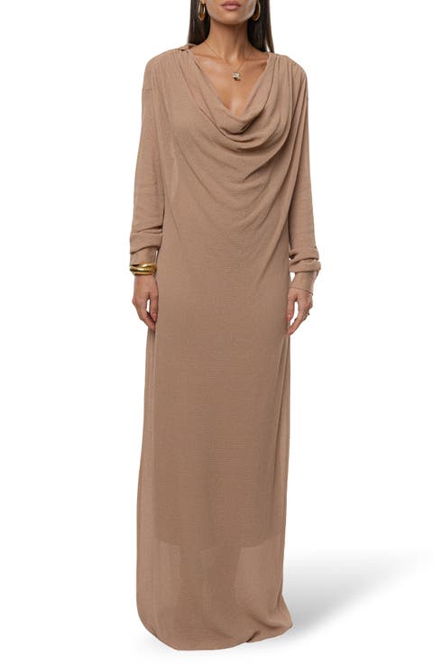 Savanna Cowl Neck Long Sleeve Maxi Dress