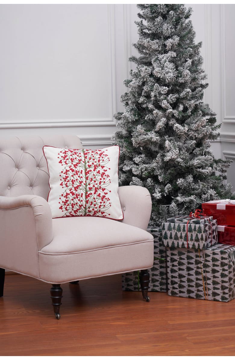 C&F Home Christmas Berries Printed Throw Pillow, 18" x 18", Alternate, color, White