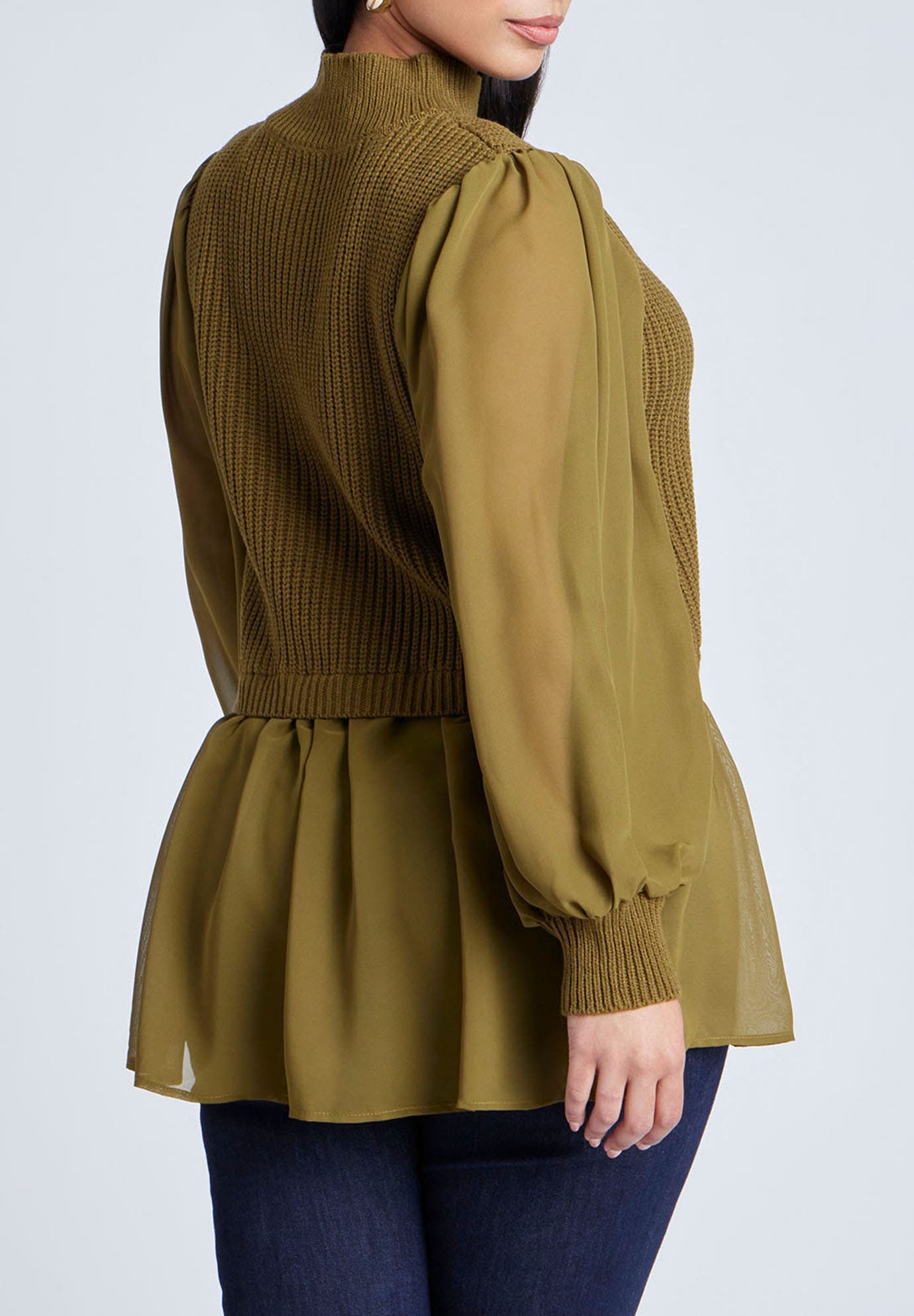 Twofer Sweater With Chiffon - image 2