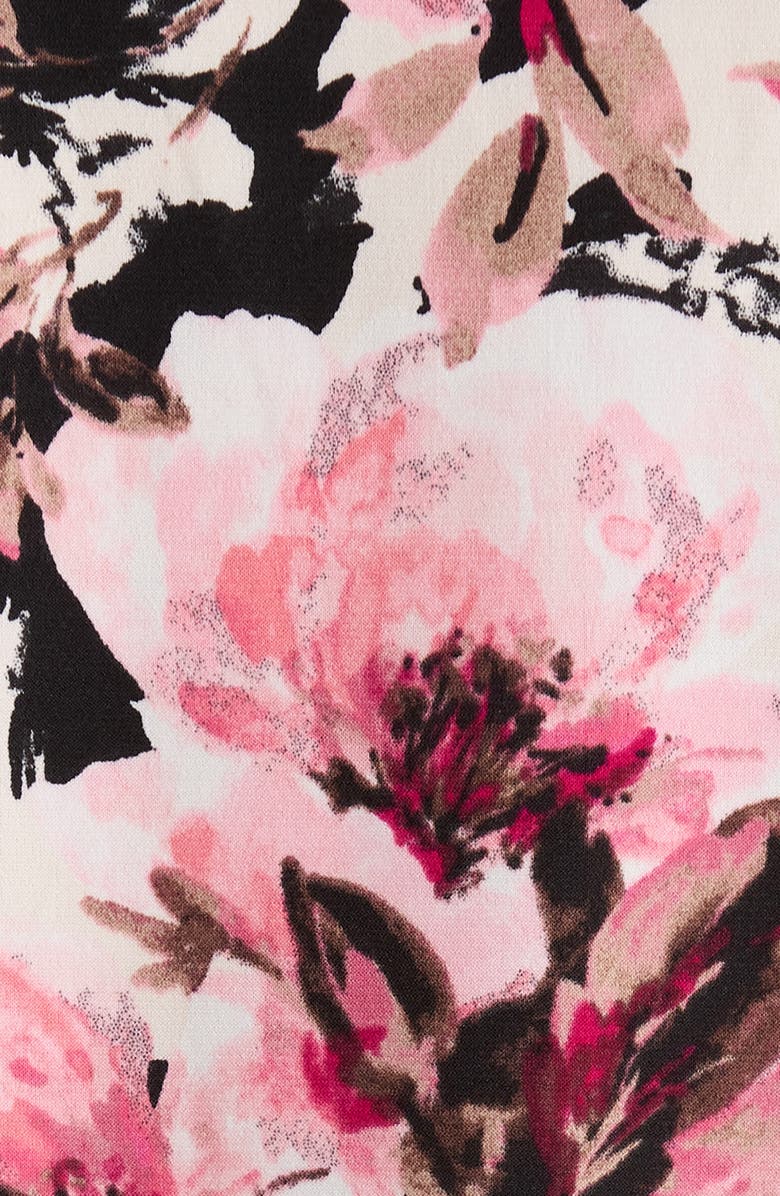 AK ANNE KLEIN Floral Ruffle Elbow Sleeve Top, Alternate, color, Anne Black Multi