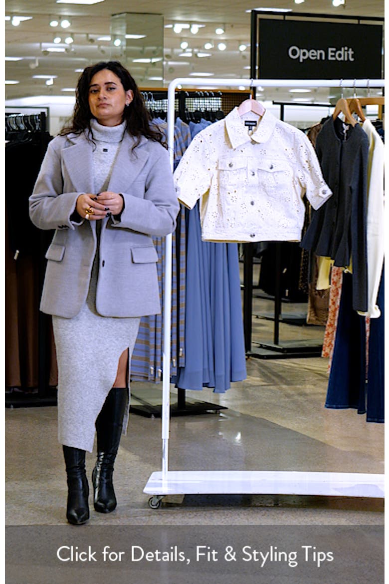 Blu Elbow-Sleeve Cotton Eyelet Jacket video