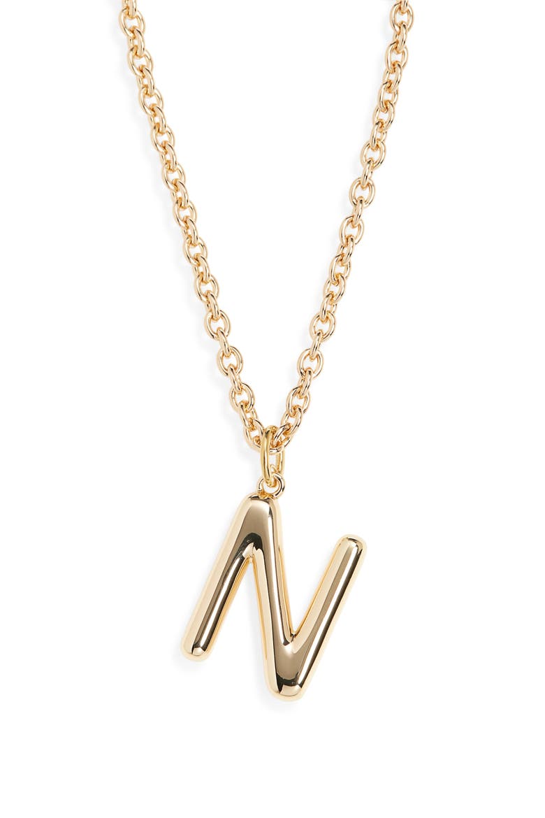 The Big Puffy Initial Pendant Necklace, Main, color, GOLD - N