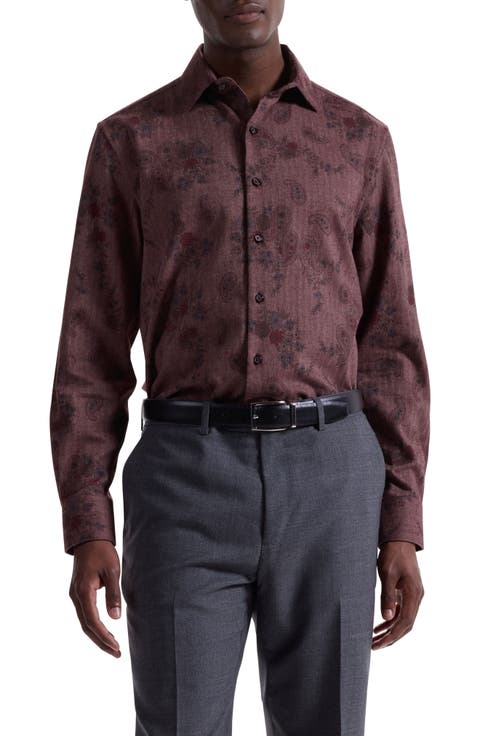 Axel Shaped Fit Floral Paisley Button-Up Shirt
