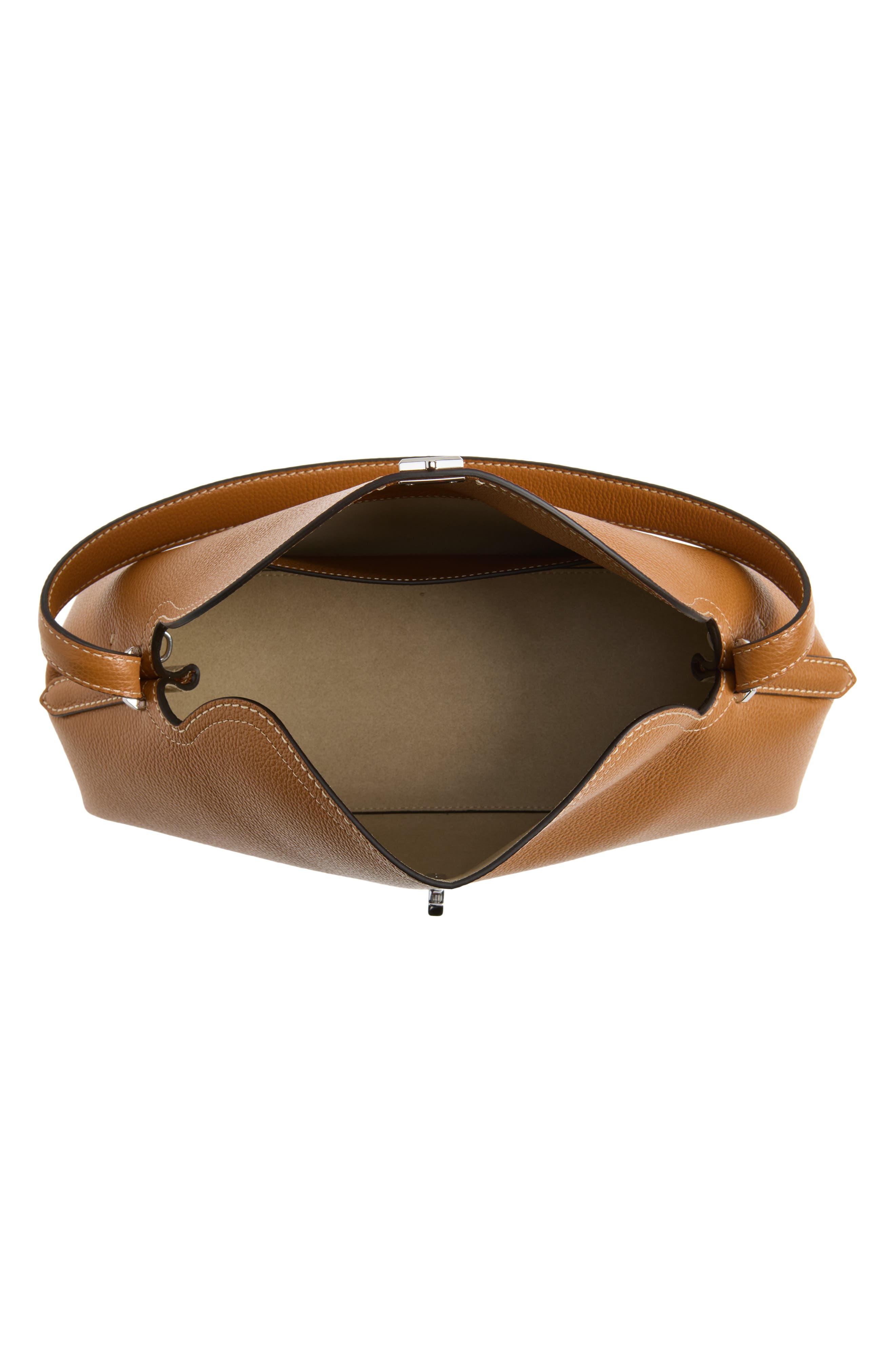 T-Lock Leather Shoulder Bag, Alternate, color, TAN