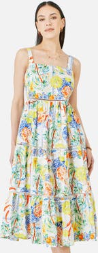 Yumi Print Cotton Midi Sun Dress