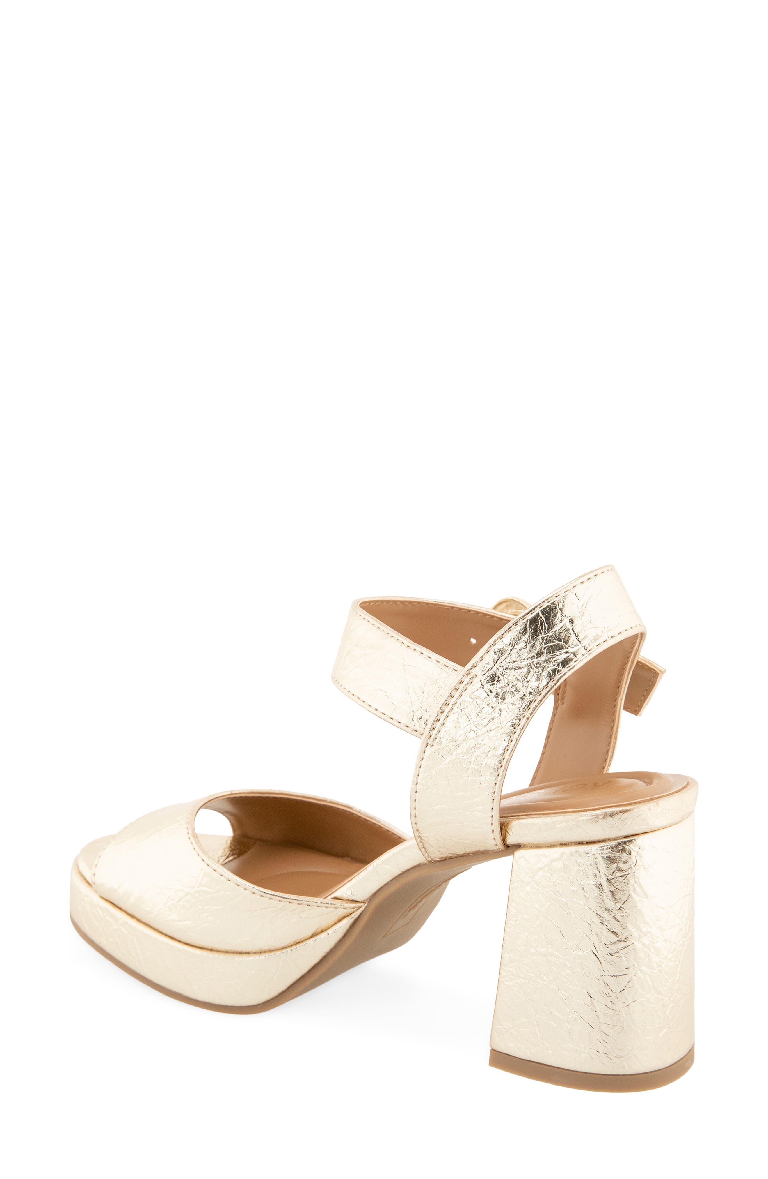 Theresa Faux Leather Platform Sandal, Alternate, color, PLATINO