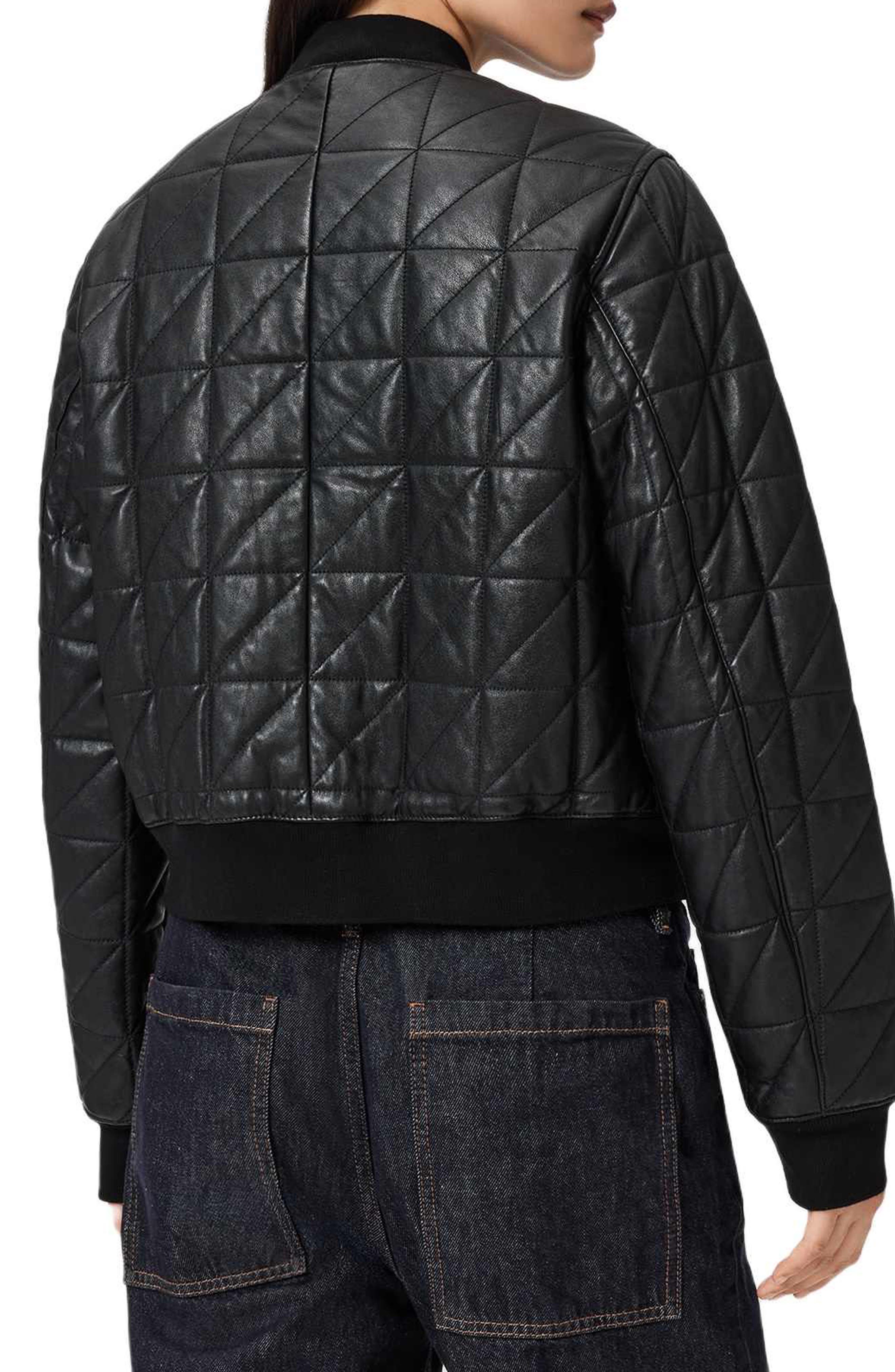 Carly Quilted Leather Bomber Jacket - image 2